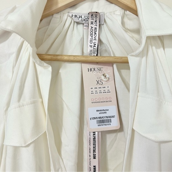 House of CB Delilah Long Sleeve Plunge Jumpsuit in White sz XS - Picture 4 of 5